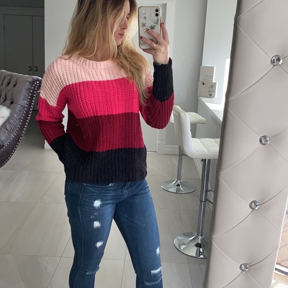 SALE - Francesca Pink Striped Sweater - Picture 5 of 8